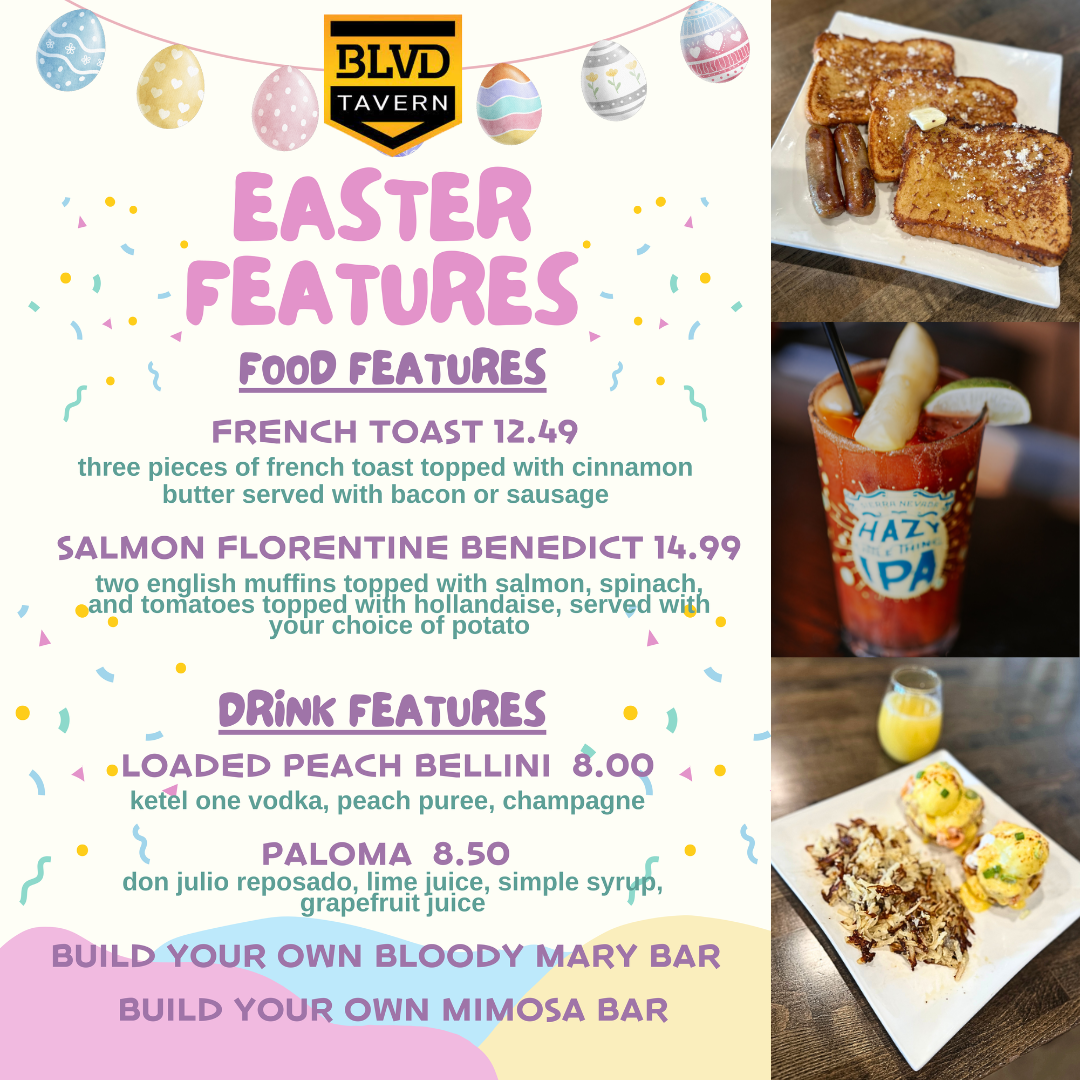 Easter Menu 2025 BLVD Tavern