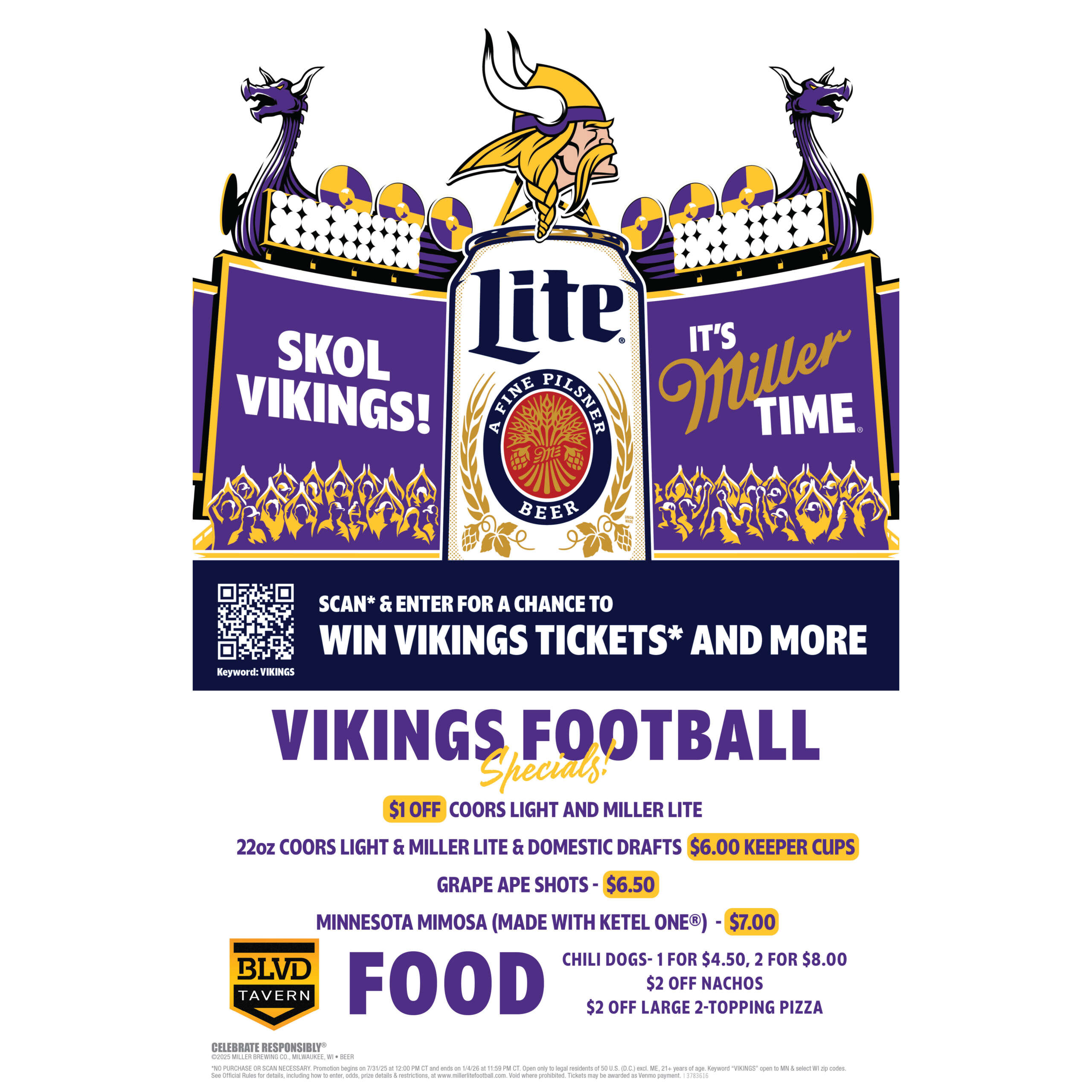 Minnesota Vikings game day specials