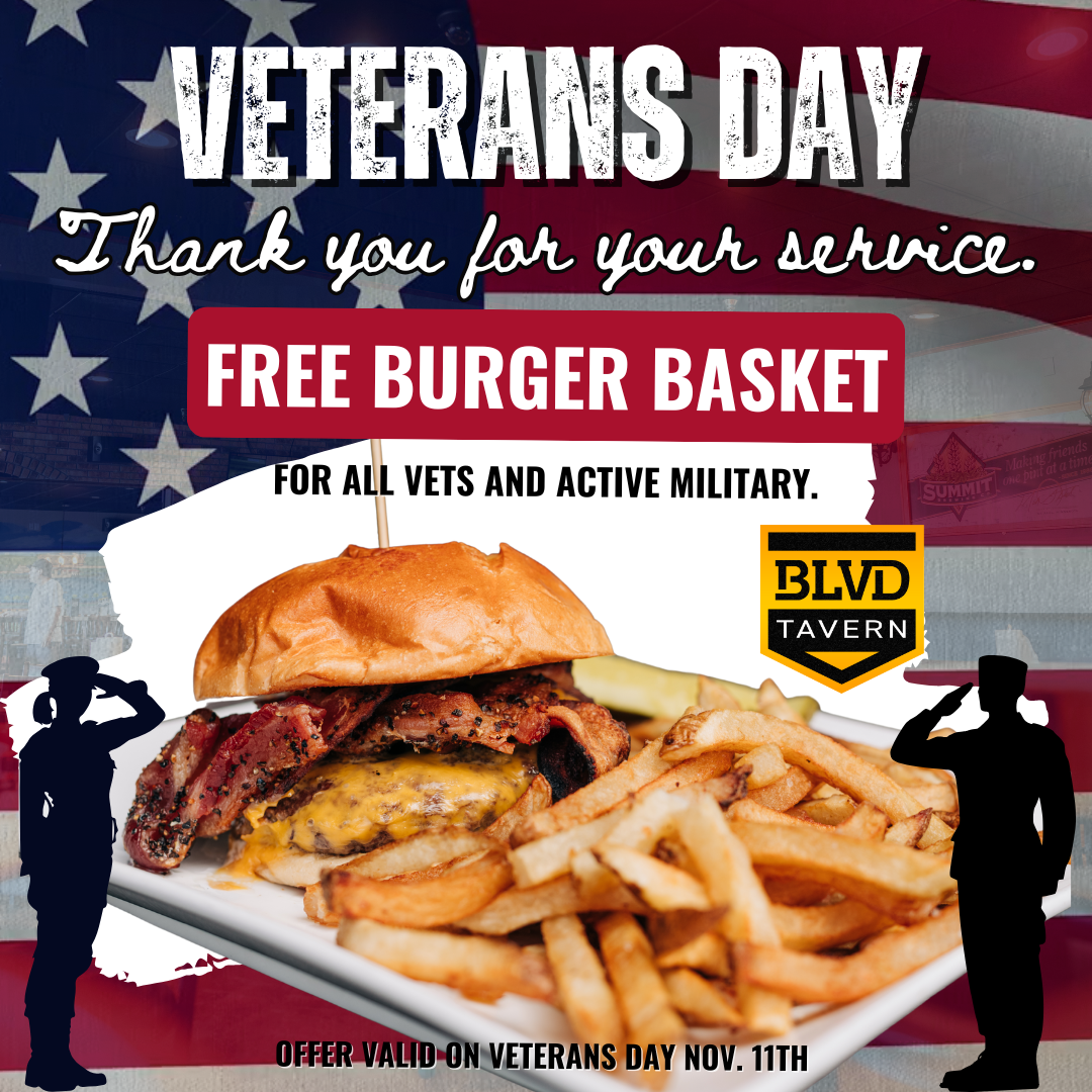 Veterans Day Burger Basket Special at BLVD Tavern