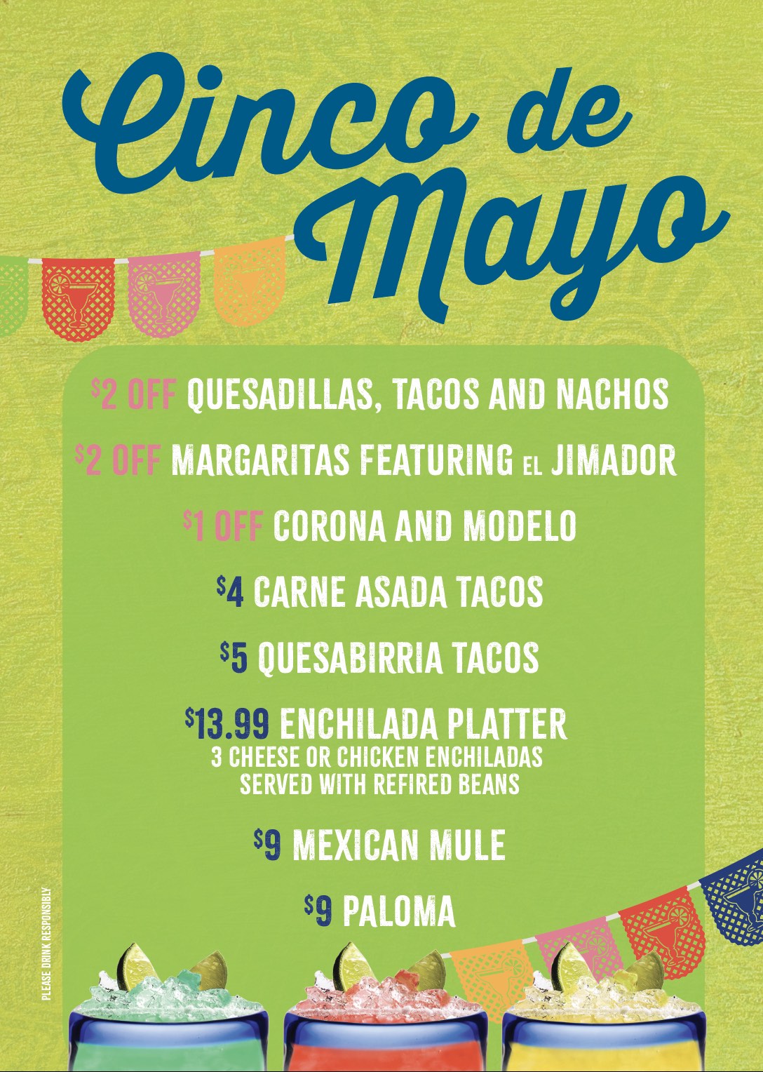Cinco De Mayo Specials menu at Lakewood Tavern in Lake Elmo, MN