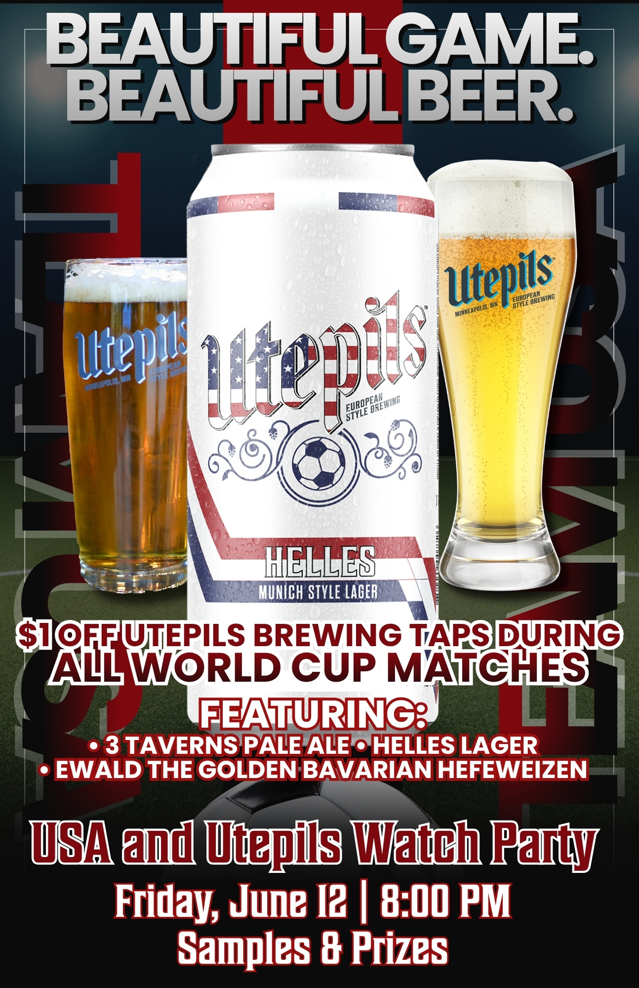 USA vs Paraguay World Cup watch party at Lakewood Tavern in Lake Elmo, MN — Friday June 12, free Utepils beer samples and prizes